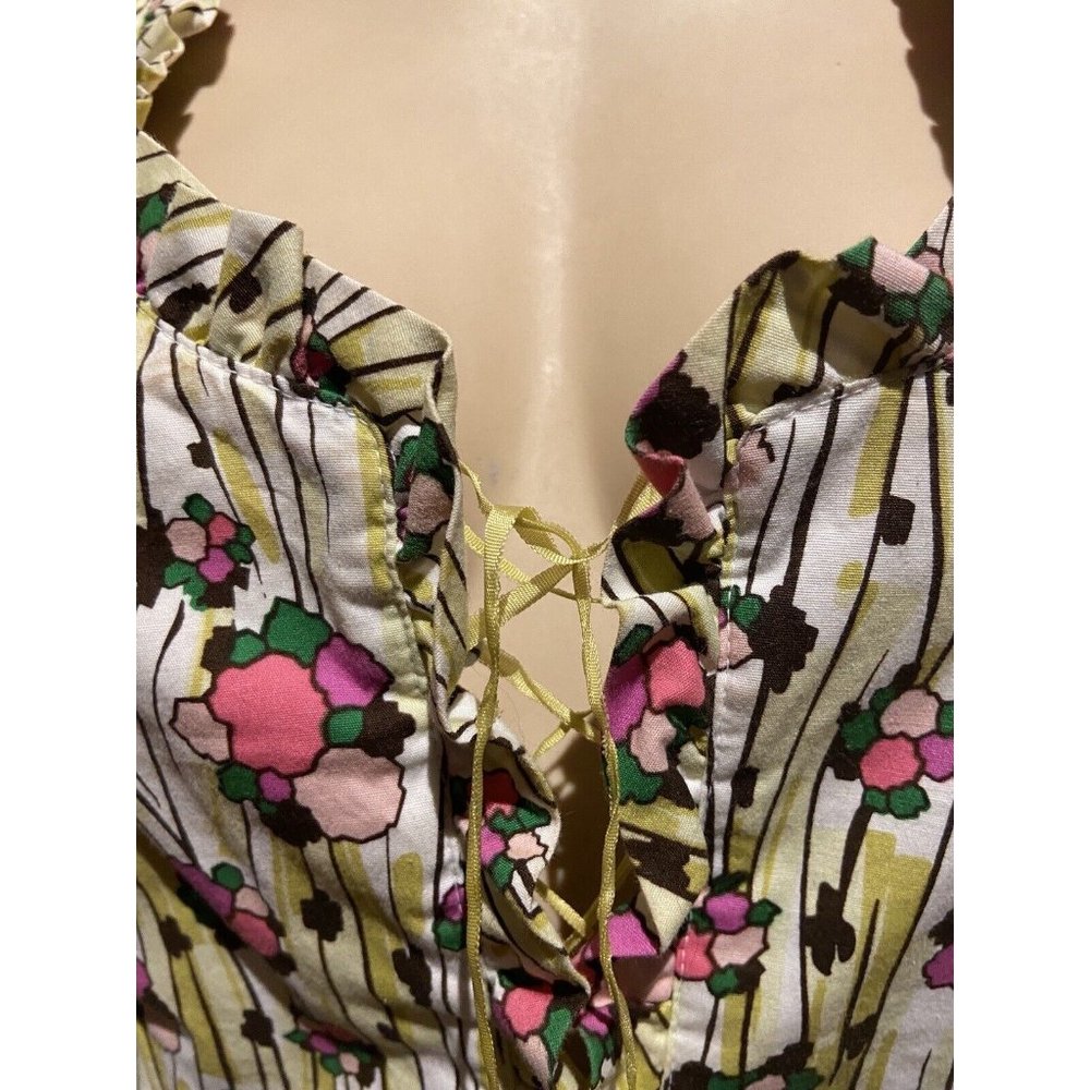 🌱 LISA HO cute Designer sleeveless cotton corset Blouse Shirt Top 10 lace up - Picture 12 of 16